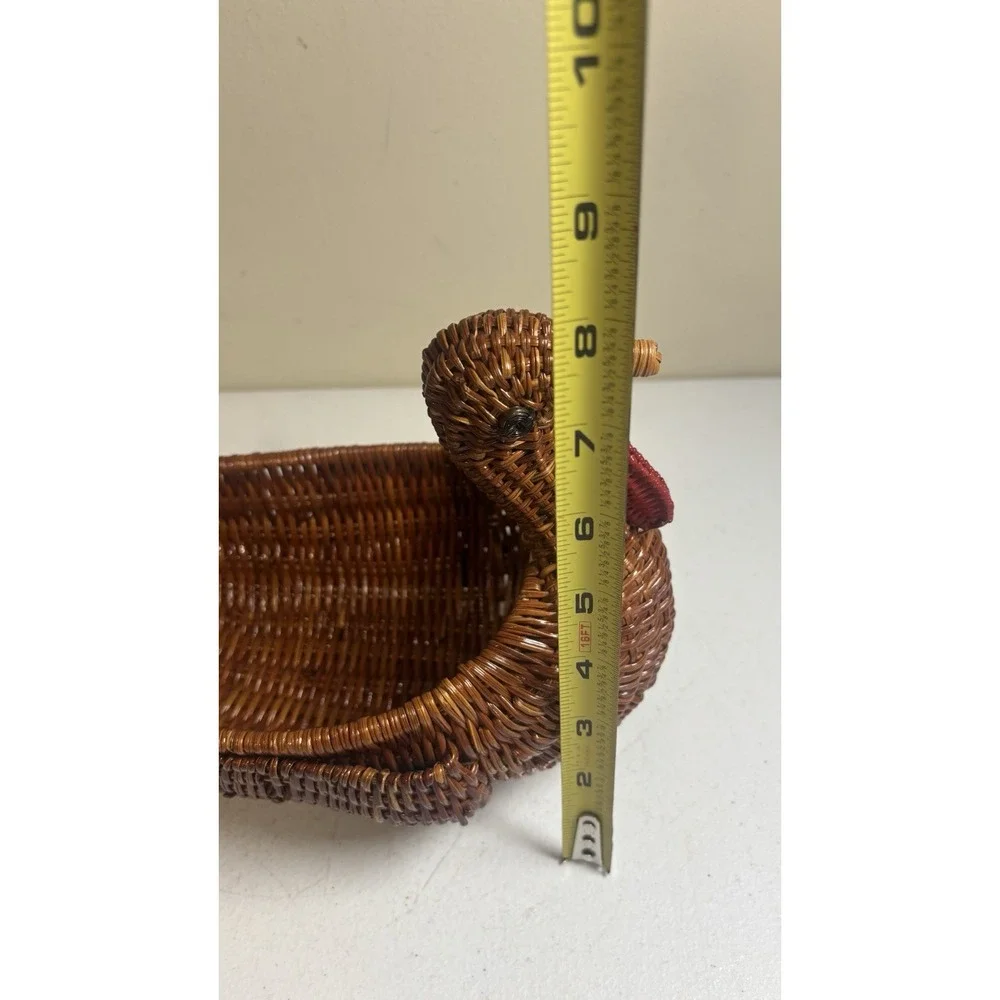 Vintage Turkey Wicker Bread Basket Woven Thanksgiving Farmhouse Centerpiece